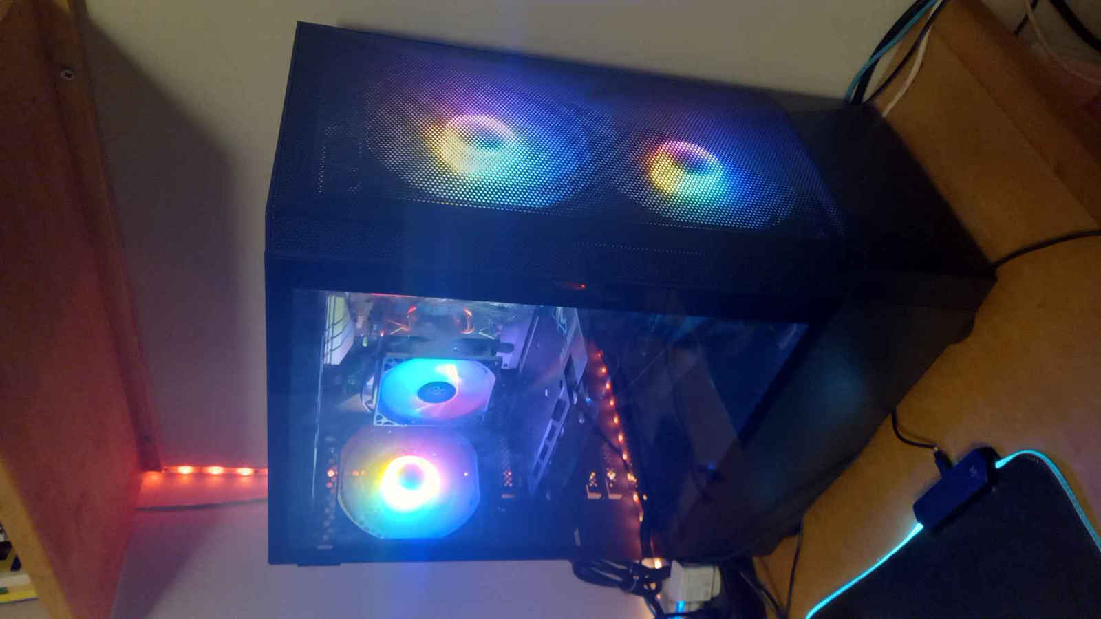 Krux Vako Gaming Midi Tower Computer Case with Side Window and RGB Lighting Black