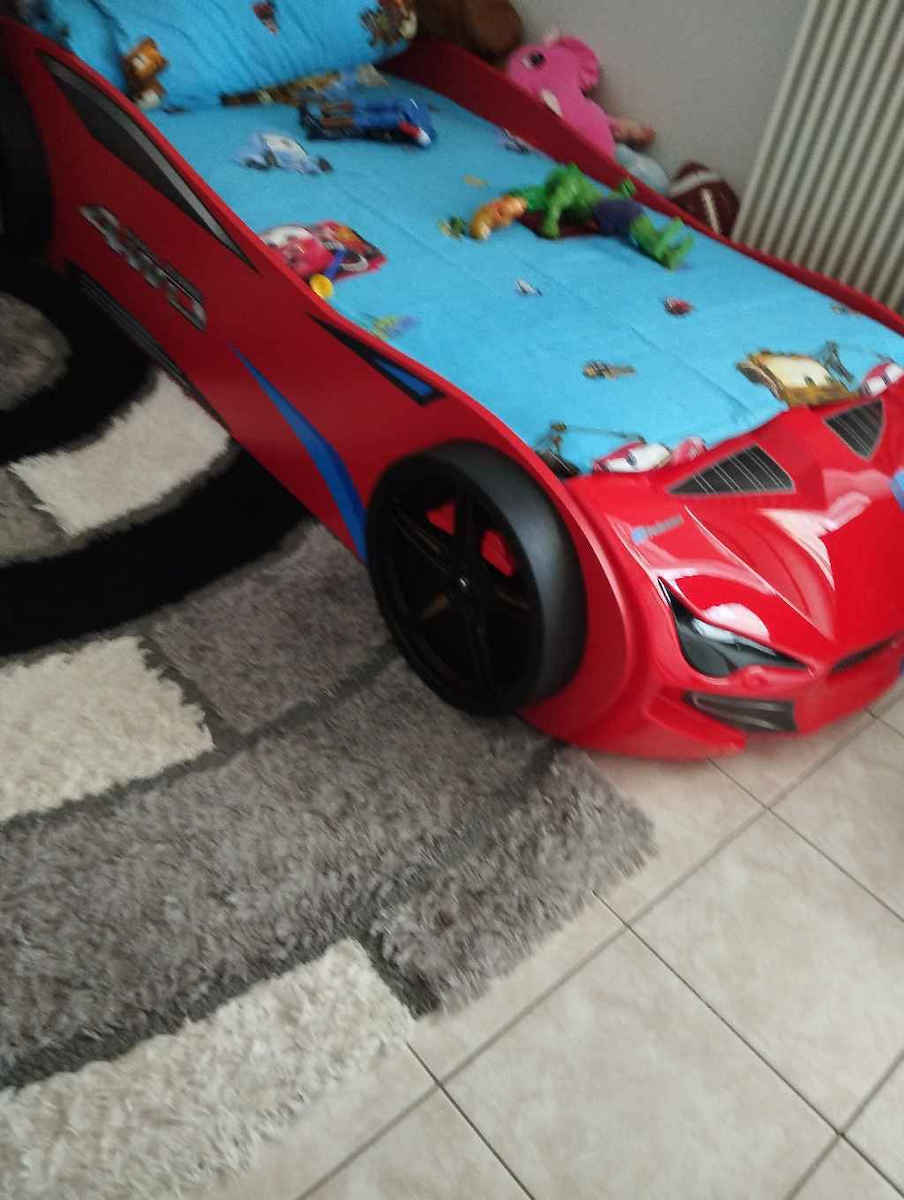 Turbo Plus Детско Легло Кола Единично Бял за Матрак 90x190см