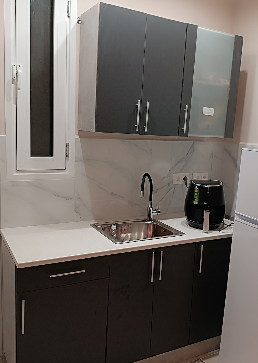 Kitchen Cabinet Set Wall & Floor with Countertop Charcoal grey / White 160x47x84.8pcs