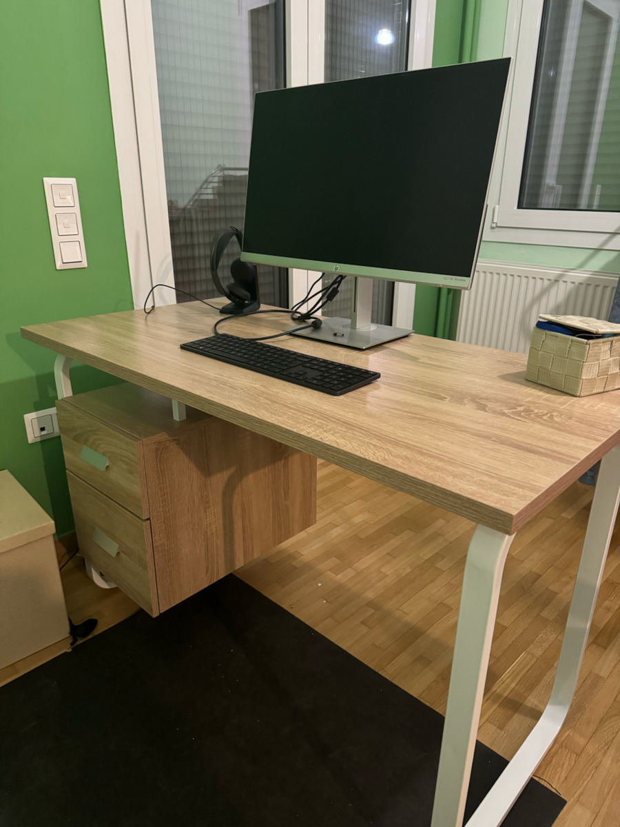 Desk Voler Wooden Natural / White with Metal Legs 120x60x75cm