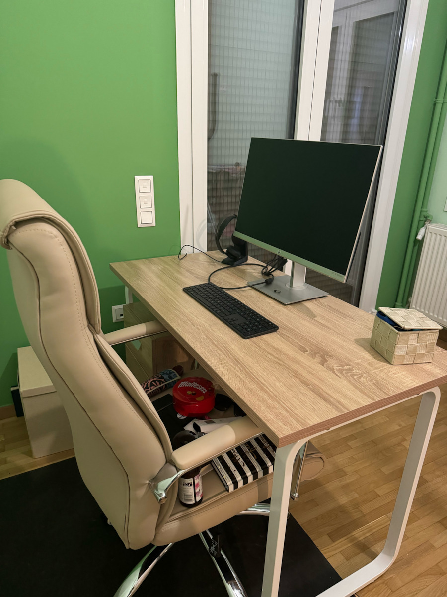 Desk Voler Wooden Natural / White with Metal Legs 120x60x75cm