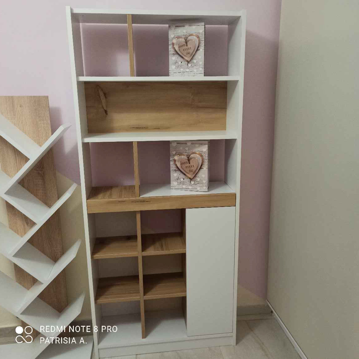 Bibliotecă Berrylands Alb/Natural 75.6x25x170cm