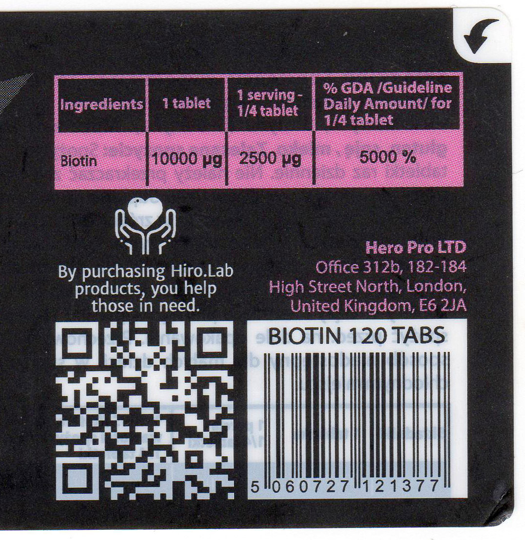 Hiro.Lab Biotin Βιταμίνη για τα Μαλλιά, τo Δέρμα & τα Νύχια 10mg 120 ταμπλέτες