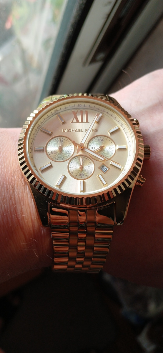 Michael Kors Lexington Ανδρικό Ρολόι 45mm Χρονογράφος Μπαταρίας με Χρυσό Μεταλλικό Μπρασελέ