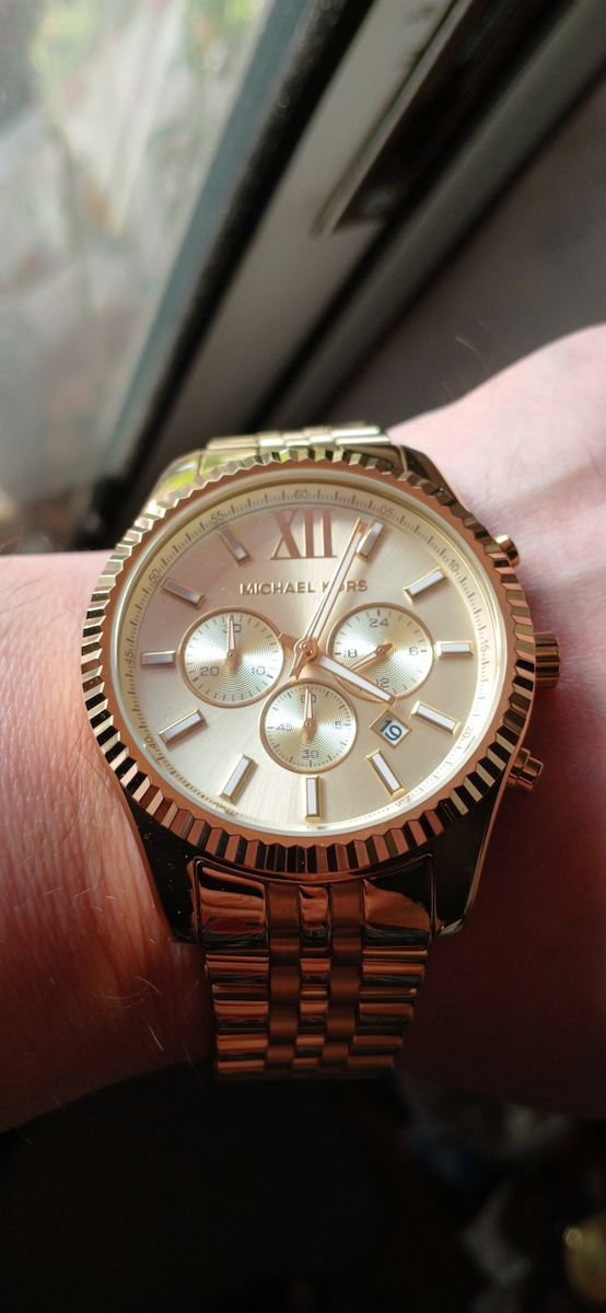 Michael Kors Lexington Ανδρικό Ρολόι 45mm Χρονογράφος Μπαταρίας με Χρυσό Μεταλλικό Μπρασελέ