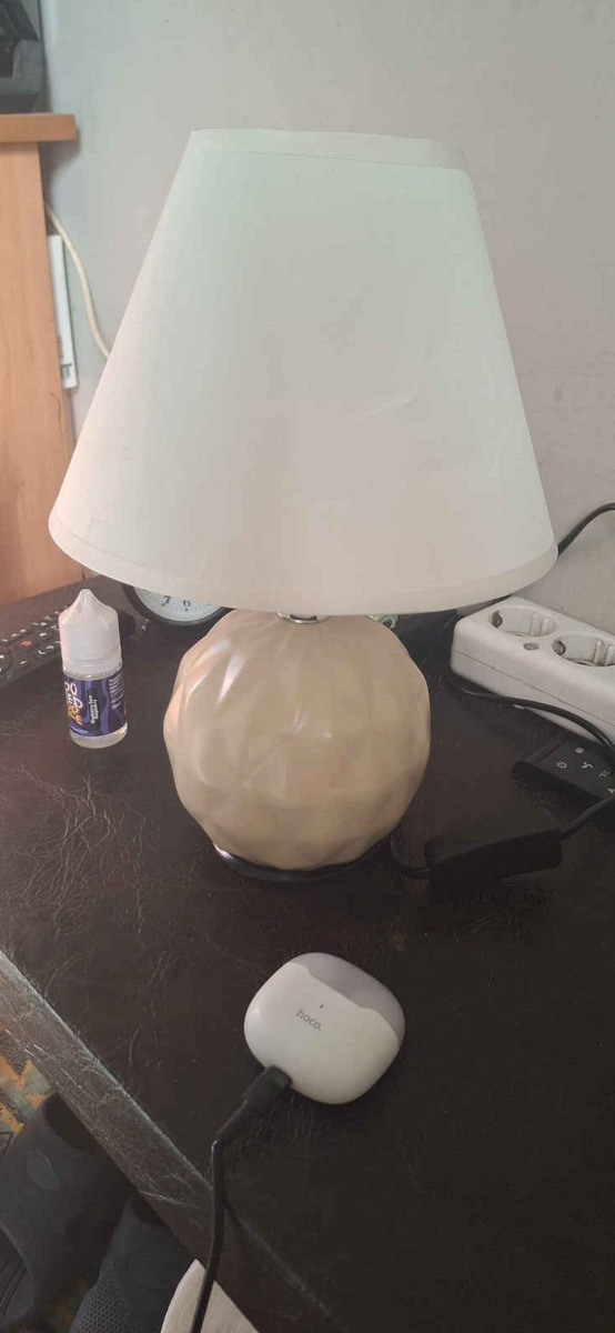 Ceramic Table Lamp for Socket E27 with Beige Shade and Base