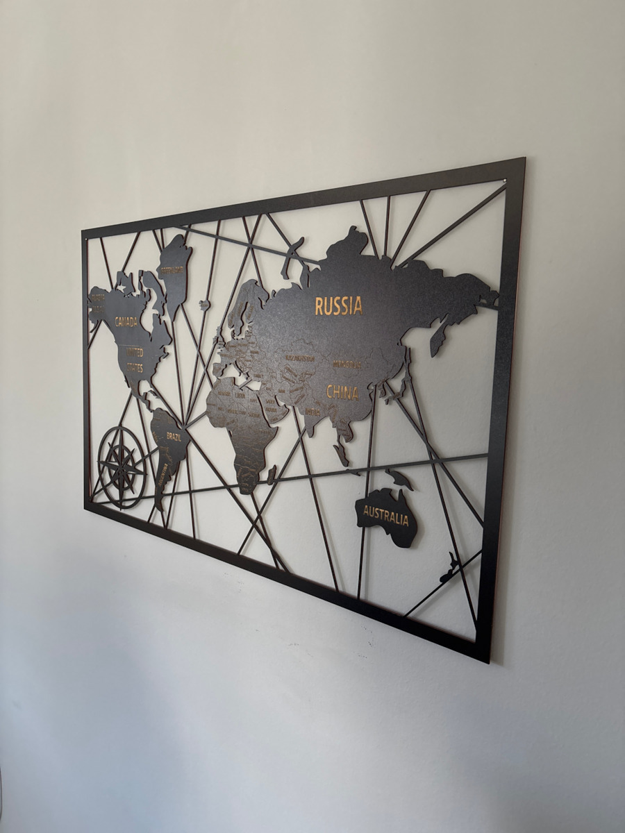 Παγκόσμιος Χάρτης Openwork Panel 3d Διακόσμηση Εικόνας Τοίχου Χάρτη