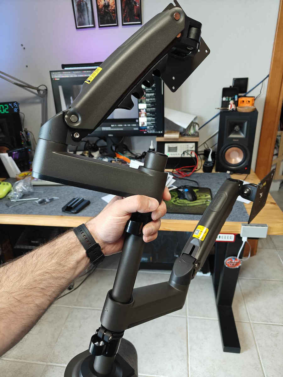 Huanuo HNDS8 Stand Desk Mounted for 2 Monitors up to 32" with Arm