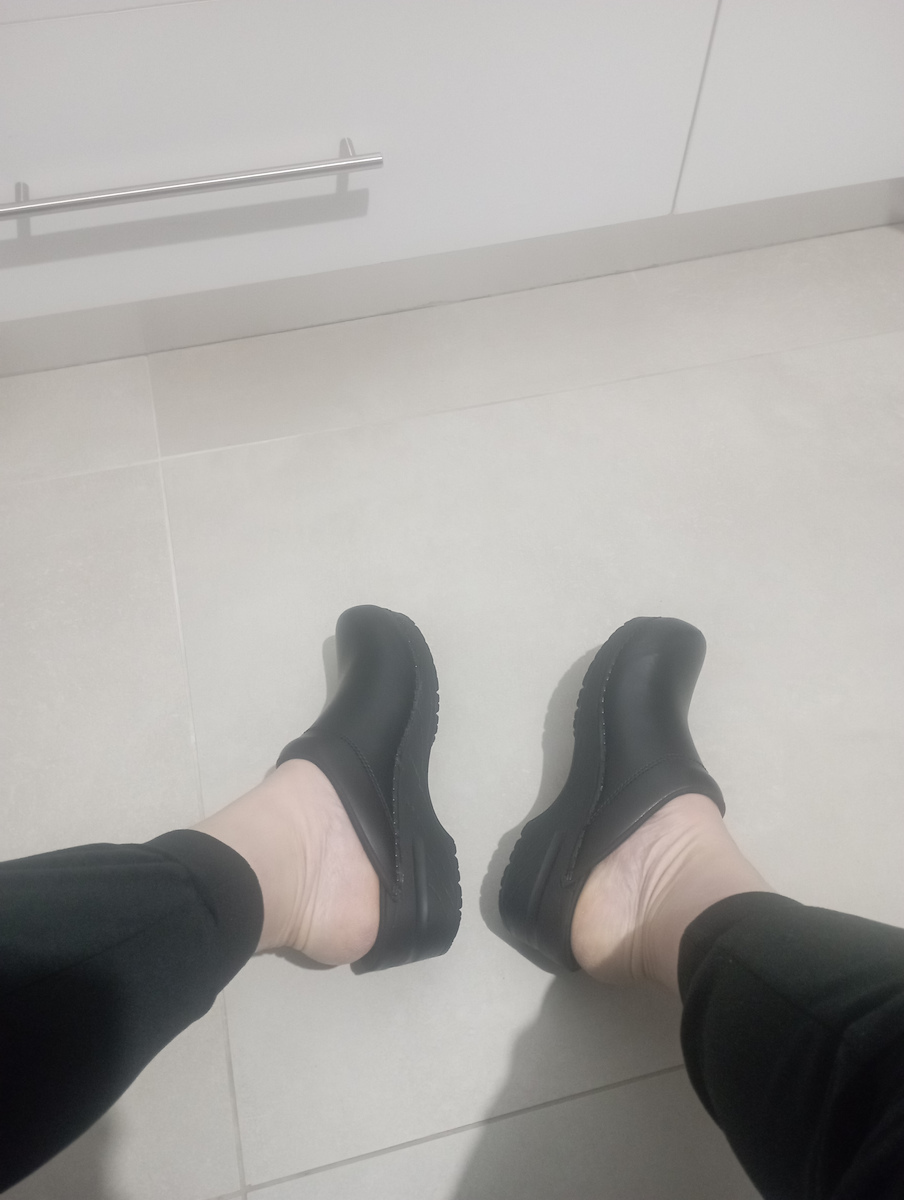 Sanita San Flex Din piele Anatomici Sabot Negre