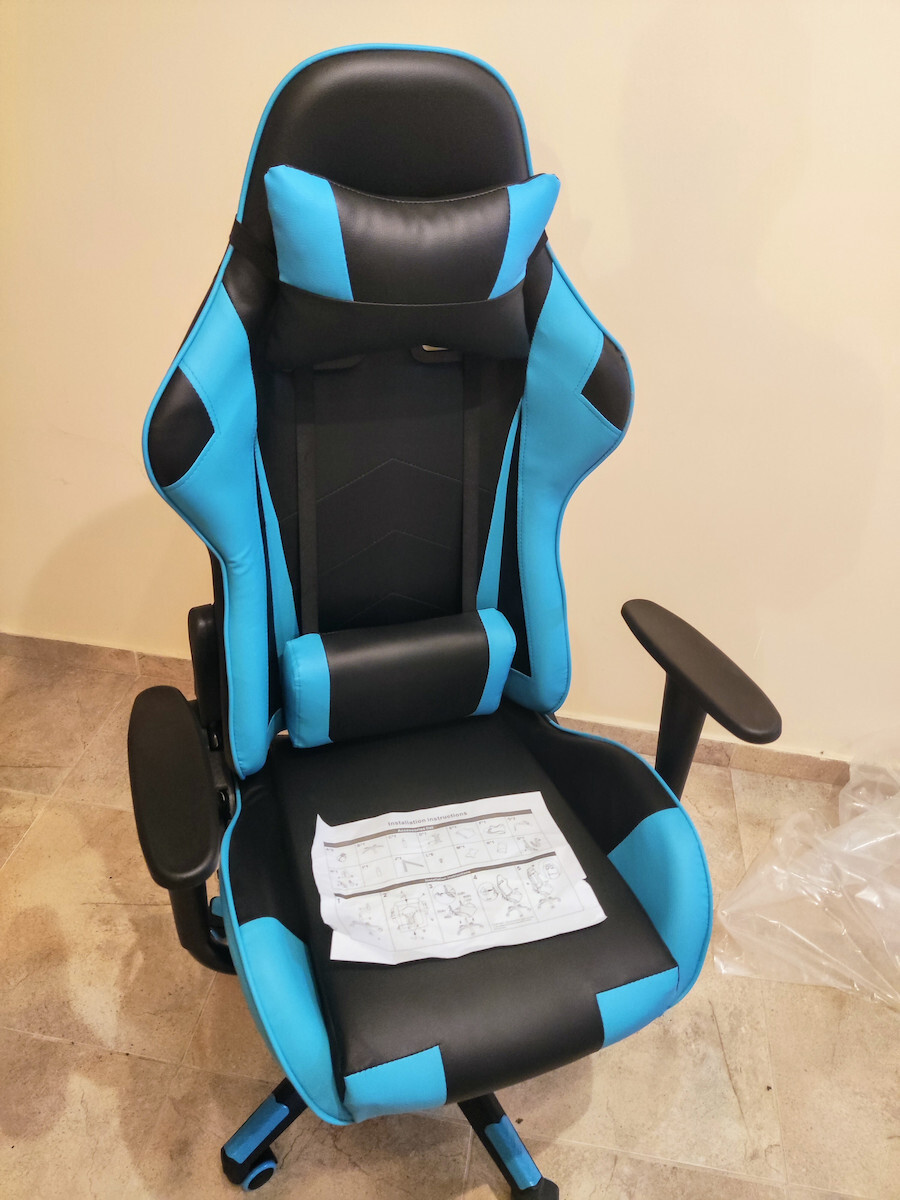 HomeMarkt HM1137.08 Scaun Gaming Din piele ecologică cu Brațe Reglabile Turcoaz
