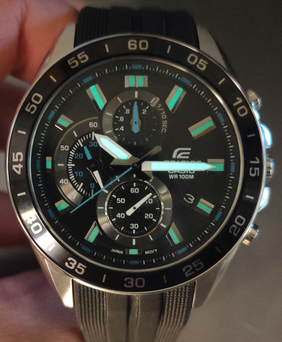 Casio Edifice Αναλογικό/Ψηφιακό Ανδρικό Ρολόι 47mm Χρονογράφος Μπαταρίας με Μαύρο Καουτσούκ Λουράκι