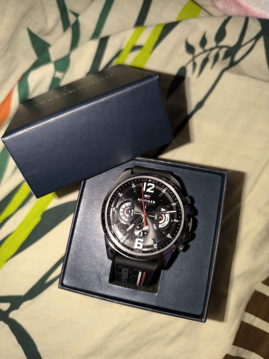 Tommy Hilfiger Decker Men's Watch 46mm Chronograph Battery with Blue Rubber Strap