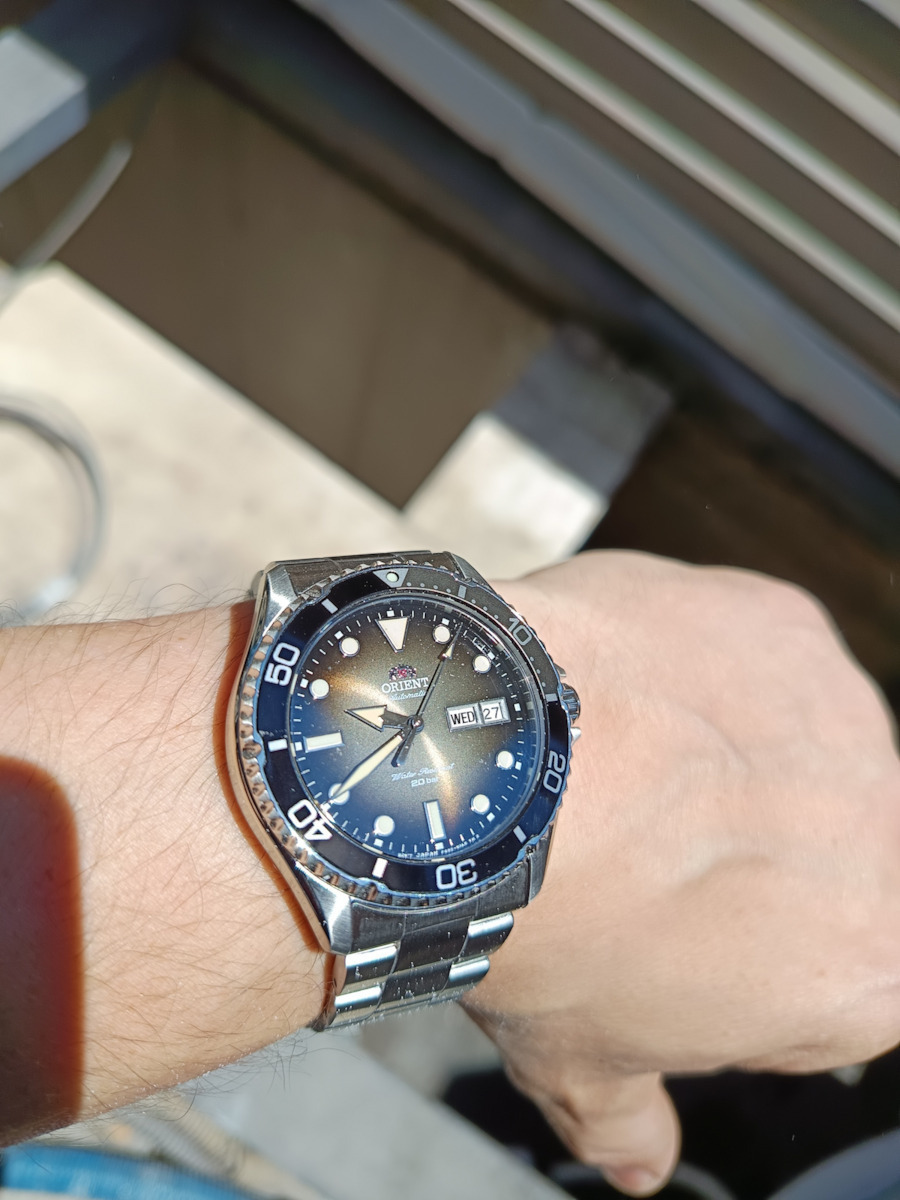Orient Mako Kamasu Ανδρικό Ρολόι 42mm Αυτόματο με Ασημί Μεταλλικό Μπρασελέ