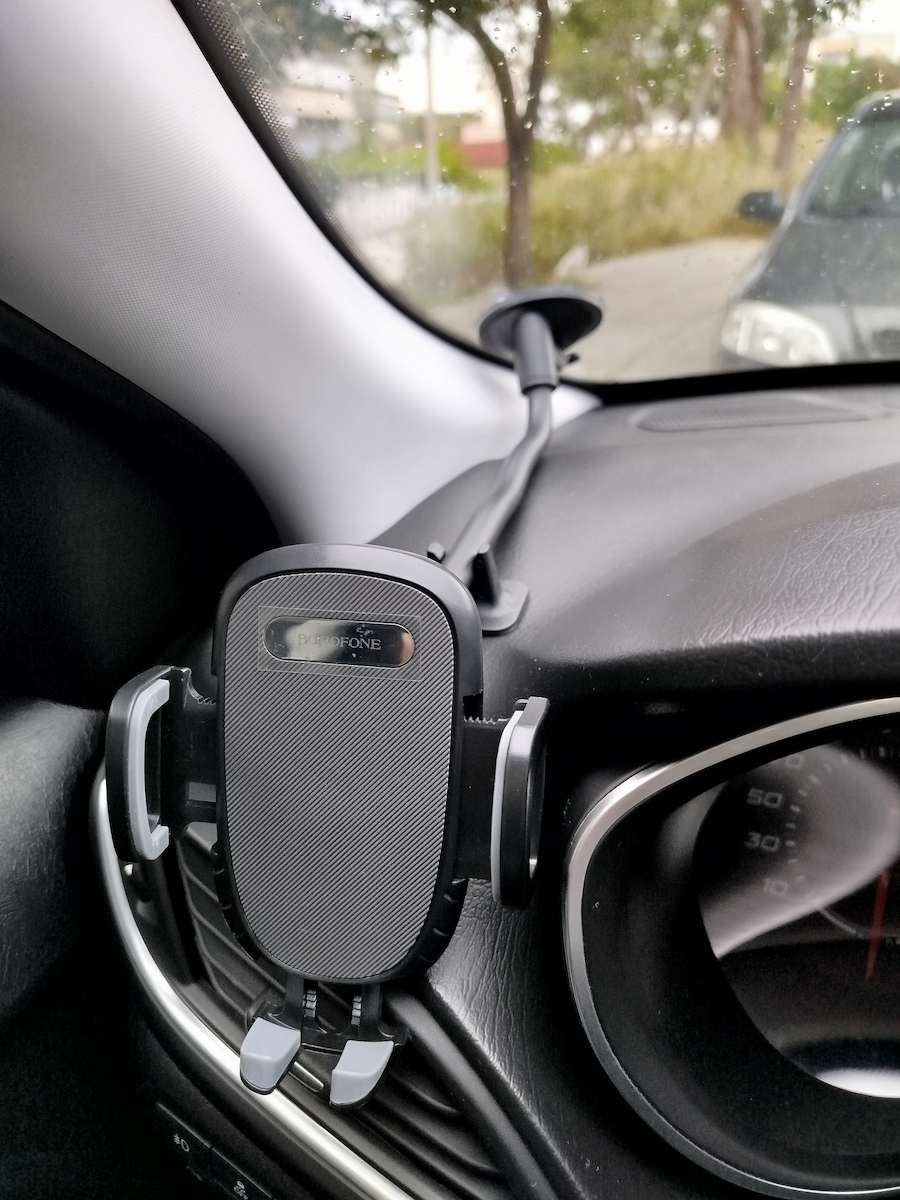 Borofone Car Mobile Mount 4.5" - 6.7" with Adjustable Hooks Black