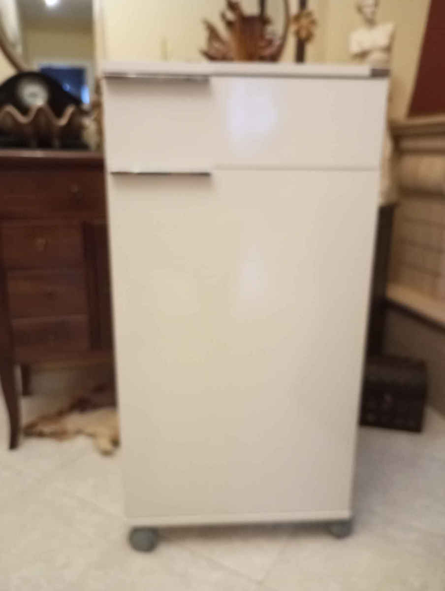 Diamond Office Storage Chipboard Cabinet With Wheels & Drawers Λευκό L50xW40xH100cm