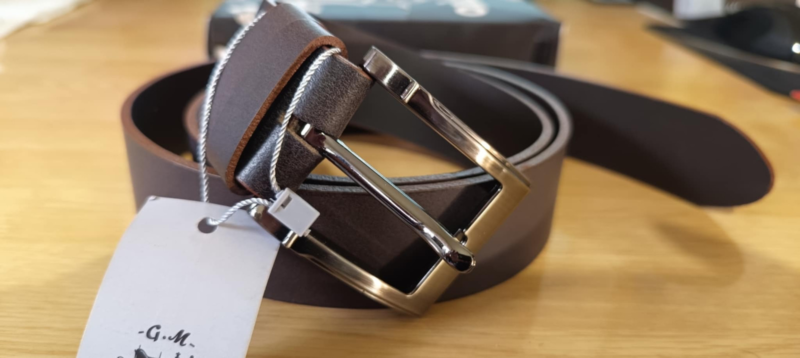 Wide Men's Belt Leather Brown