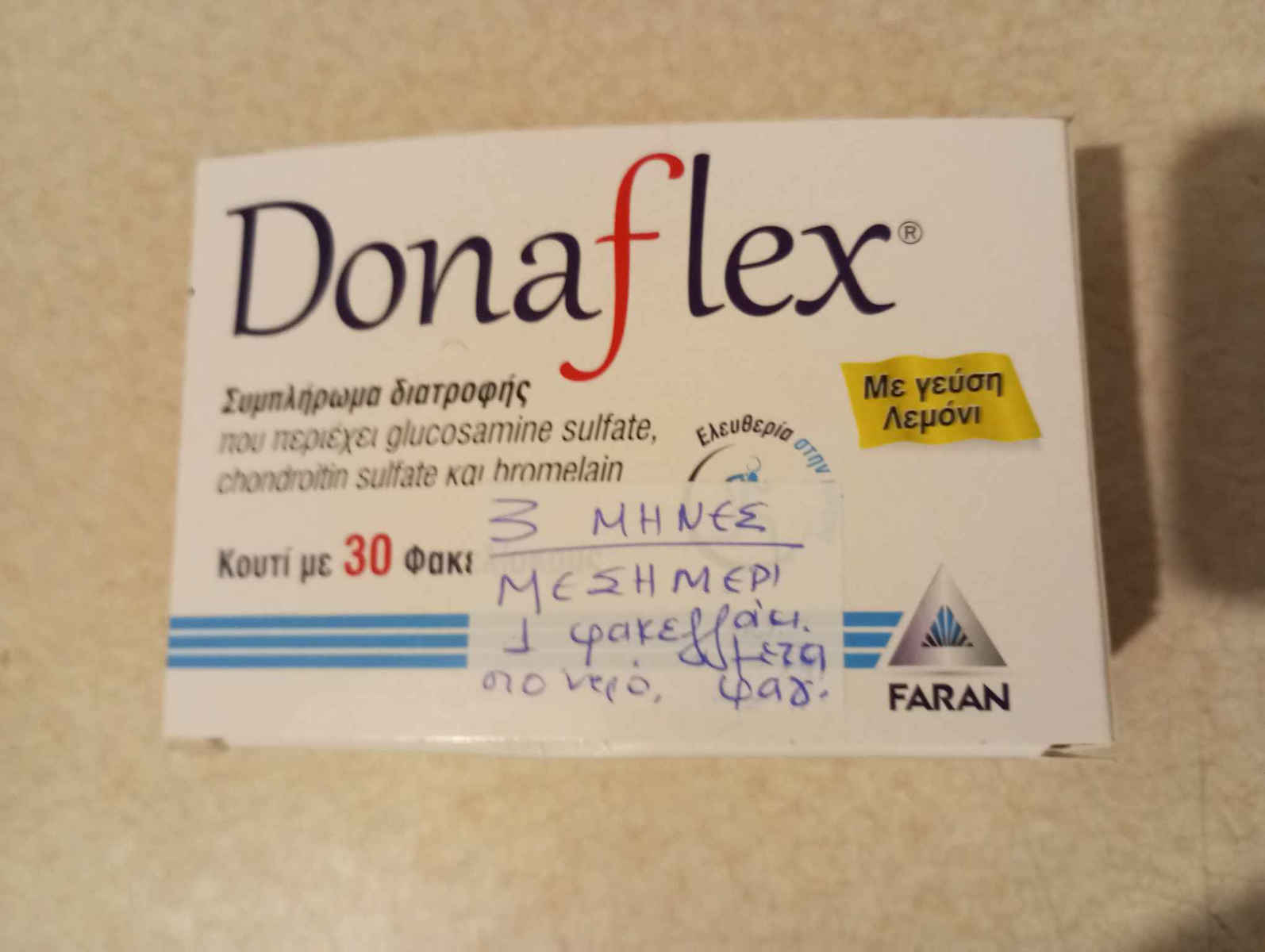Faran Donaflex Nahrungsergänzungsmittel für Gelenke und Knochen 30 Umschläge Zitronen