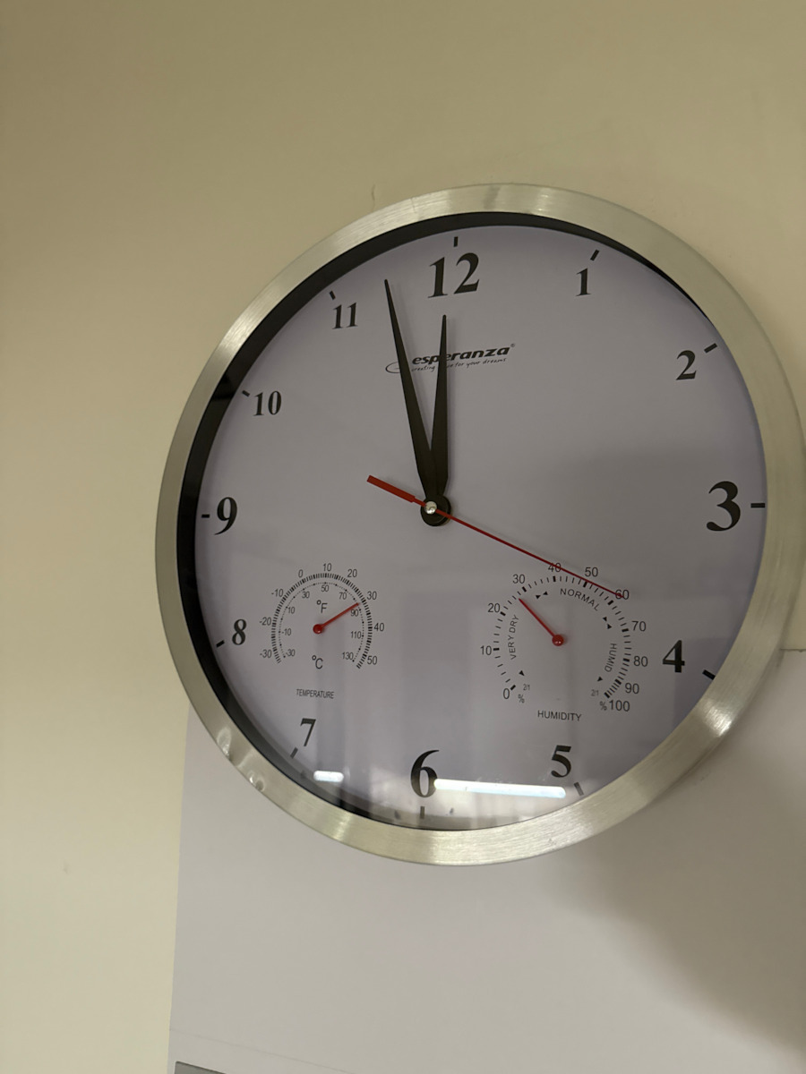 Esperanza Washington Silent Wall Clock Plastic Black Ø30cm
