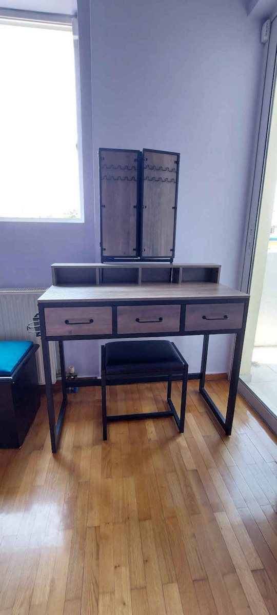 Wooden & Metallic Makeup Dressing Table Coffee with Mirror 90x40x141cm