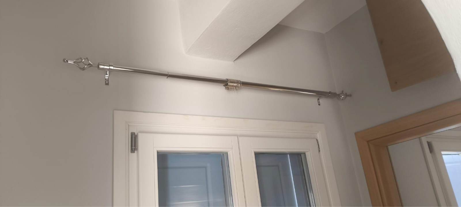 My Home Luxury Extendable Metallic Curtain Pole Sphere Single Φ25mm 120-200cm Silver / Inox