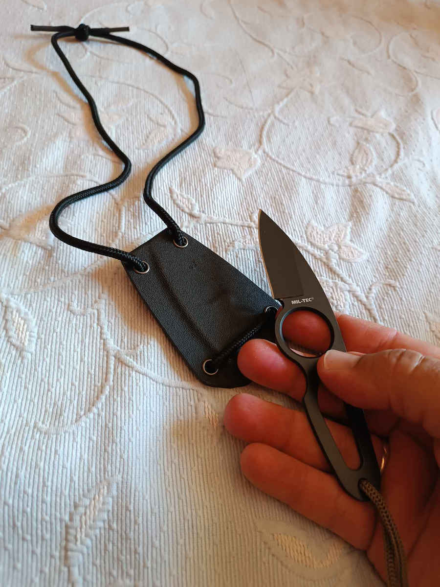 Mil-Tec Neck Knife Survival Black with Sheath