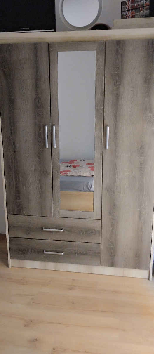 Fünf Türen Kleiderschrank Olympus mit Spiegel Natural Shade 198x57x183cm