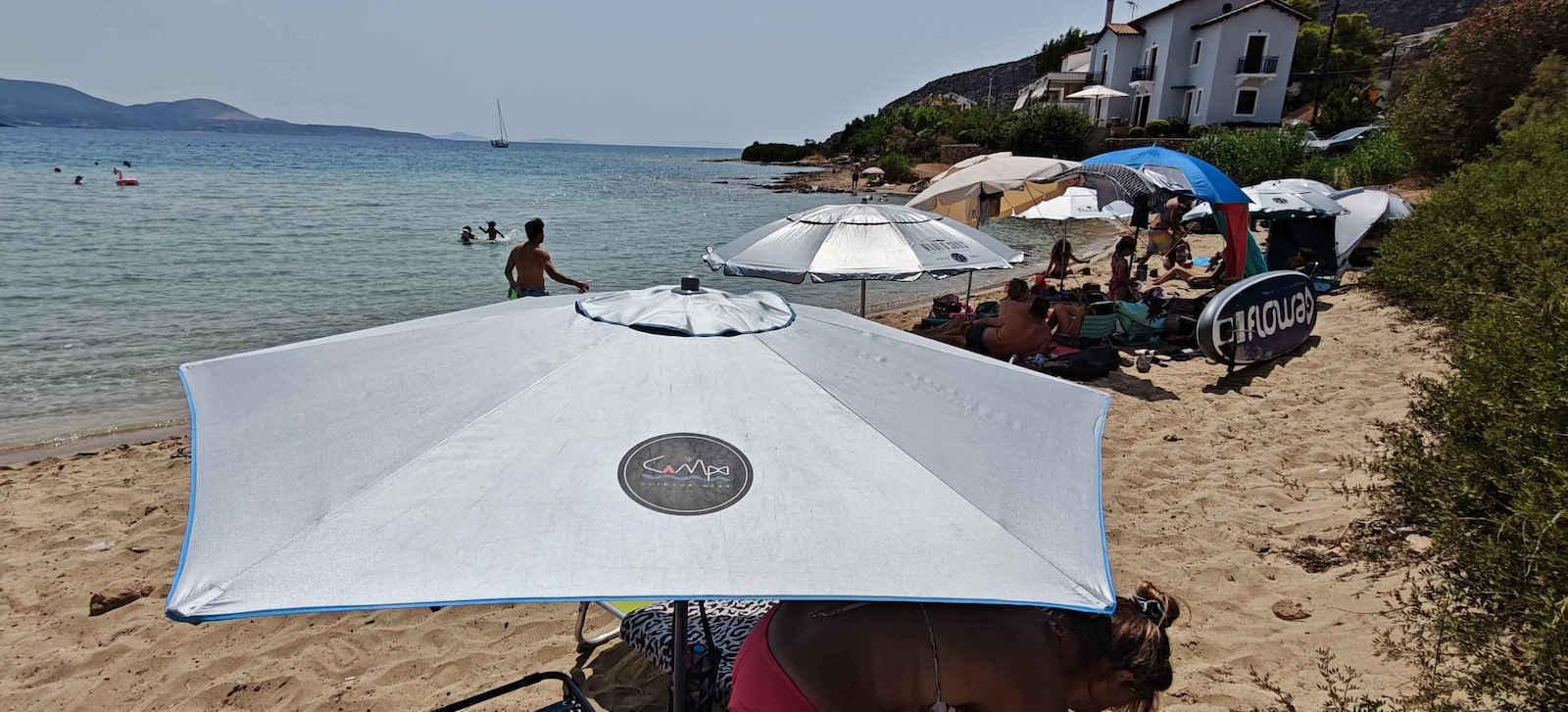 Campo Verde 220 Σπαστή Ομπρέλα Θαλάσσης Διαμέτρου 2m με Αεραγωγό Silver/Blue