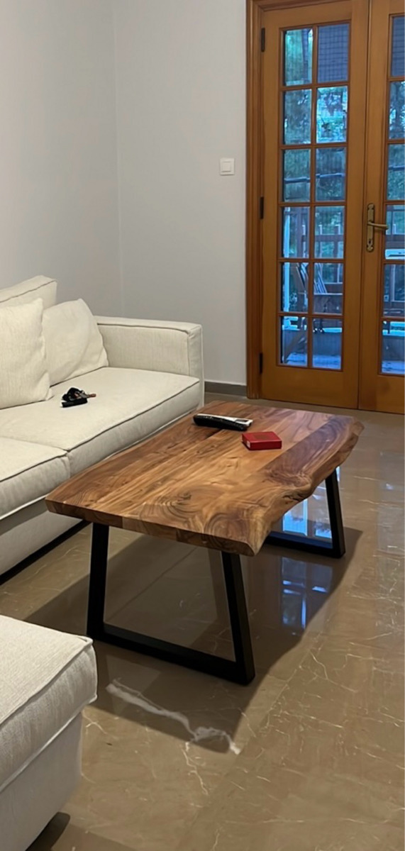Rectangular Central Coffee Table Miles from Solid Brown Wood W115xD60xH45cm