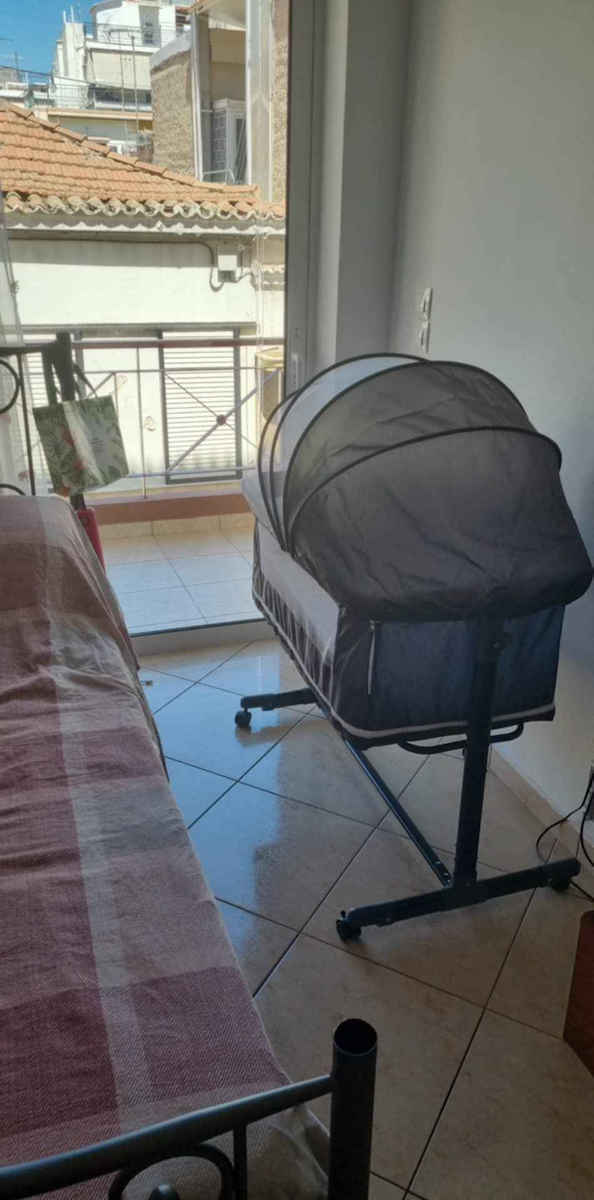 Cradle-Park with Mattress, Side Opening, and Wheels Gray