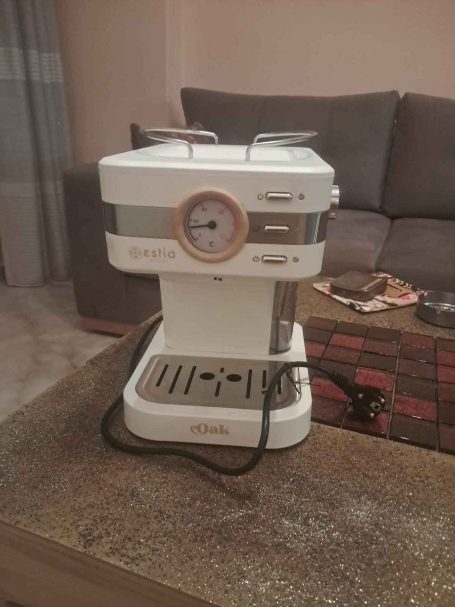 Estia Οak Automatic Espresso Machine 950W Pressure 15bar Black