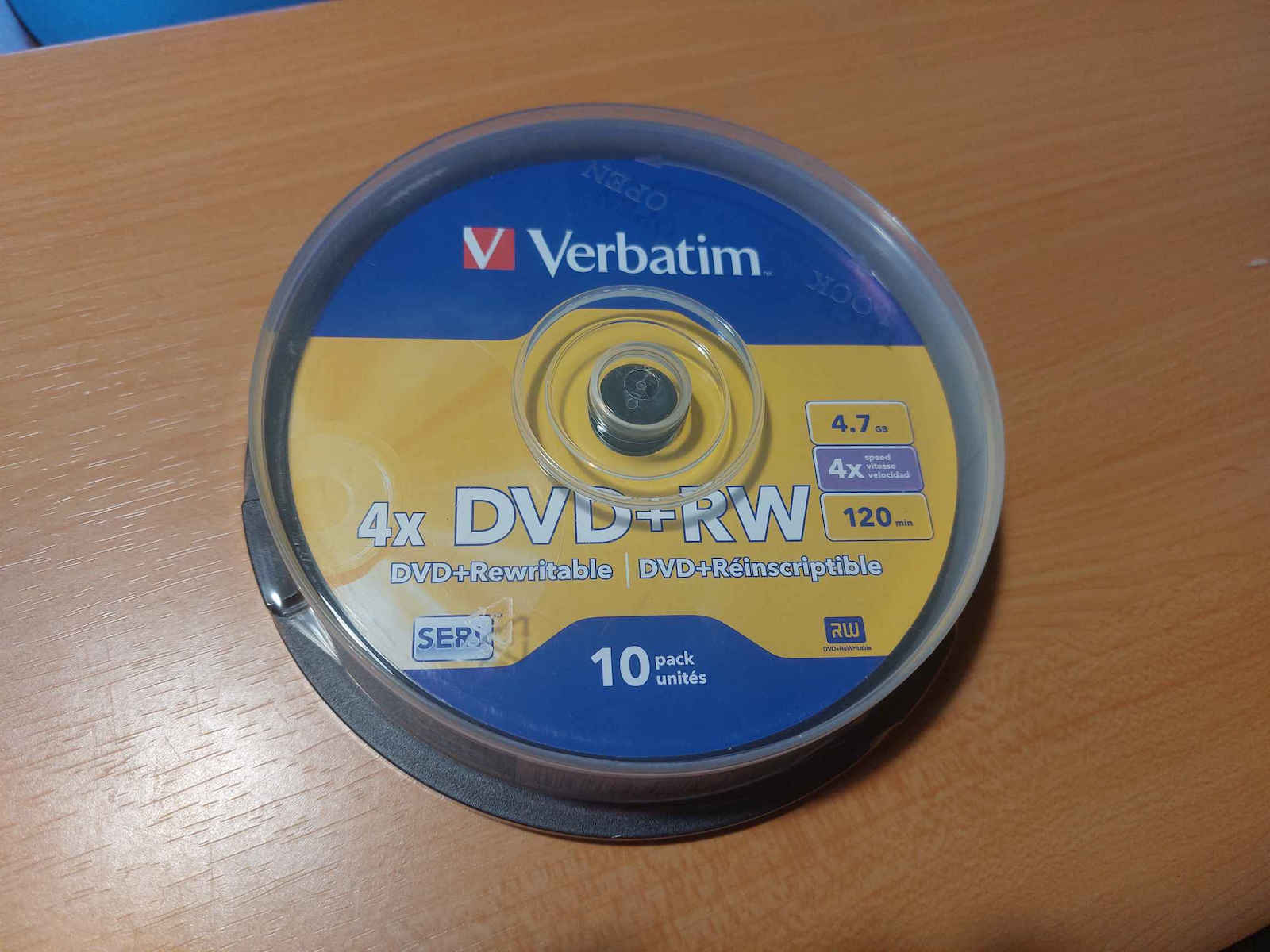 Verbatim Rewritable DVD+RW 4x 4.7GB Cake Box 10pcs