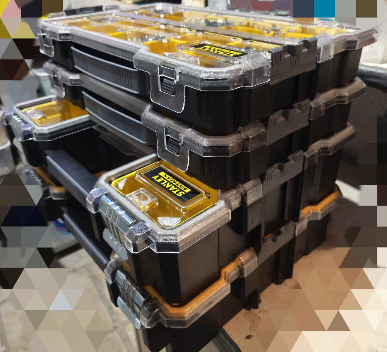 Stanley FatMax Tool Compartment Organiser 10 Slot with Removable Box Yellow 44.6x35x11cm