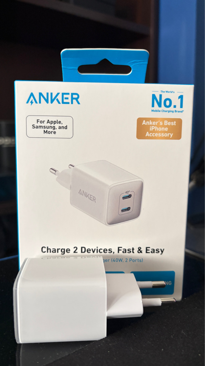 Anker Charger Without Cable GaN with 2 USB-C Ports 40W Power Delivery White (521 Nano Pro)