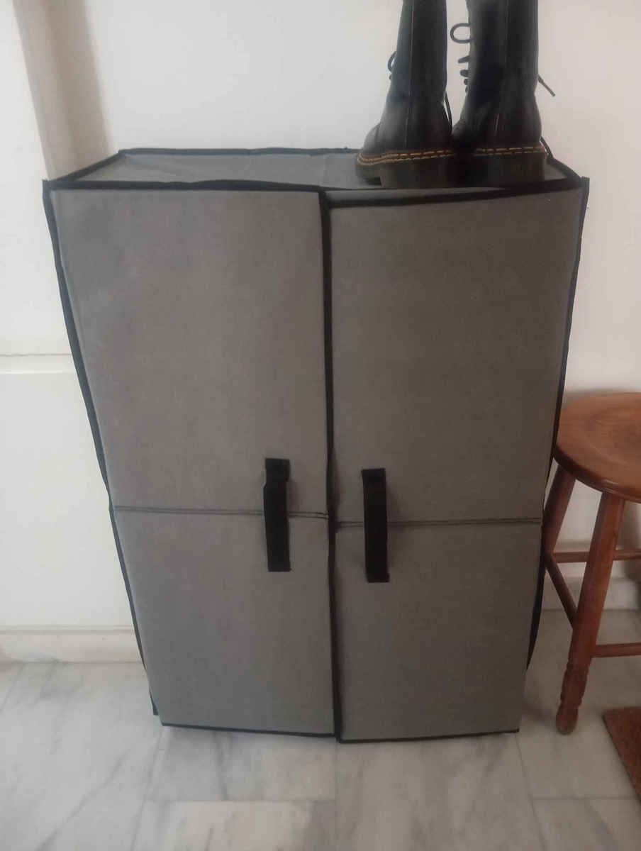 Stoff Schuhschrank mit 4 Regalen Gray L60xW28xH90cm