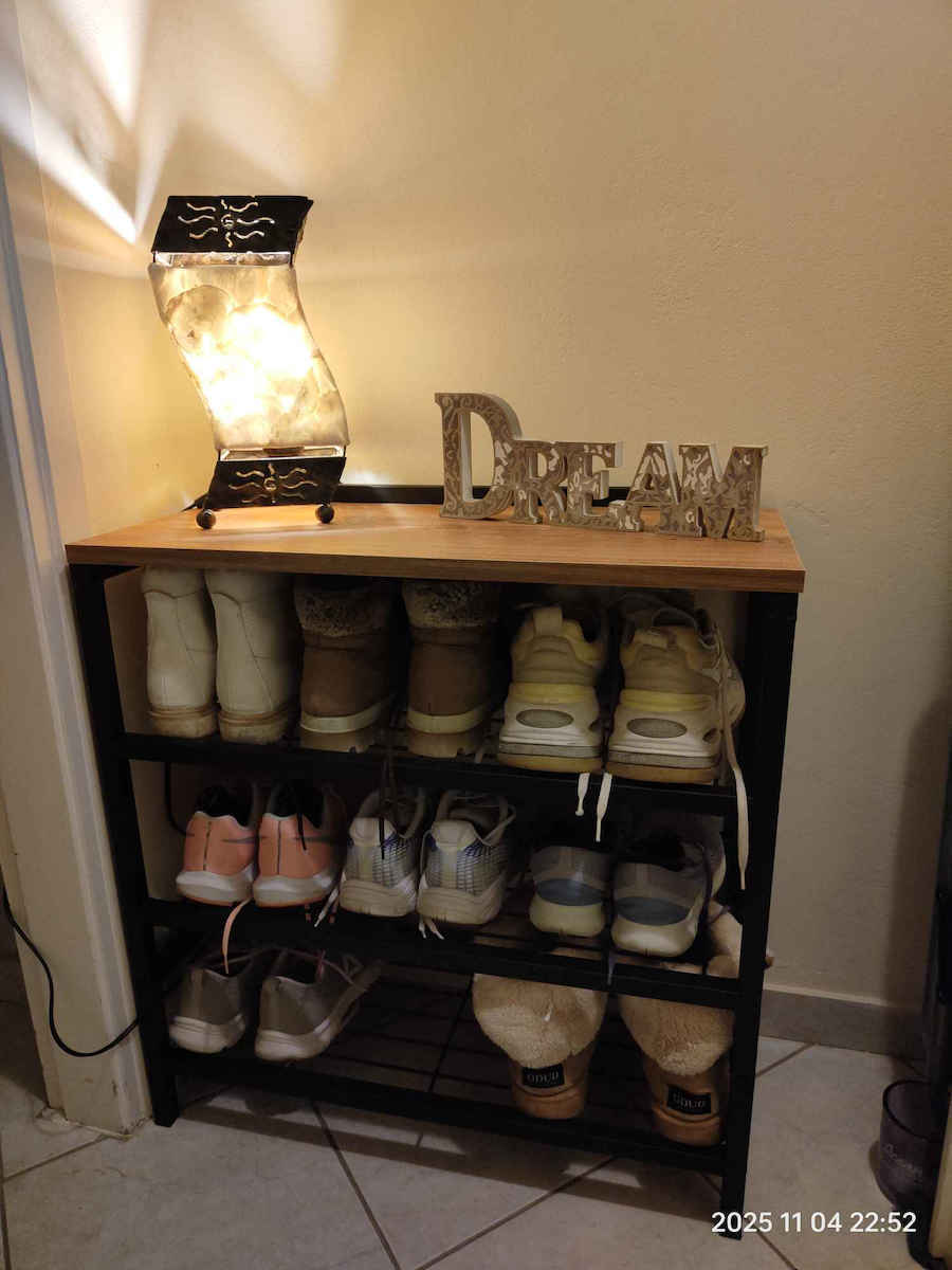 Dalia Wooden Shoe Organizer with 2 Shelves Black / Pine Oak 65x30x45cm