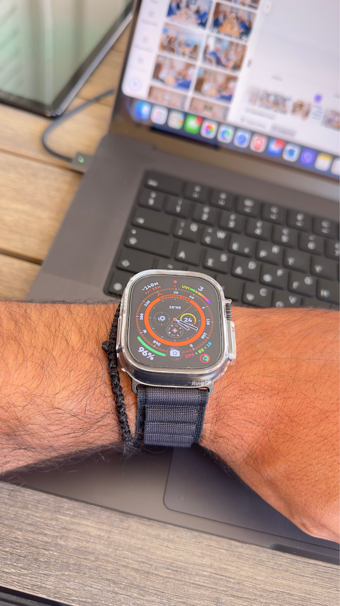 Apple Watch Ultra 3 Titanium 49mm Αδιάβροχο με eSIM και Παλμογράφο (Natural Titanium Case with Light Blue Alpine Loop - Medium)
