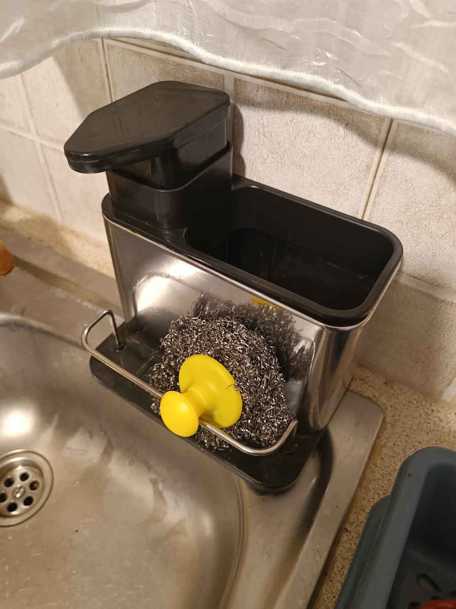 Verk Group Dispenser Kitchen made of Stainless Steel with Sponge Holder Silver 340ml