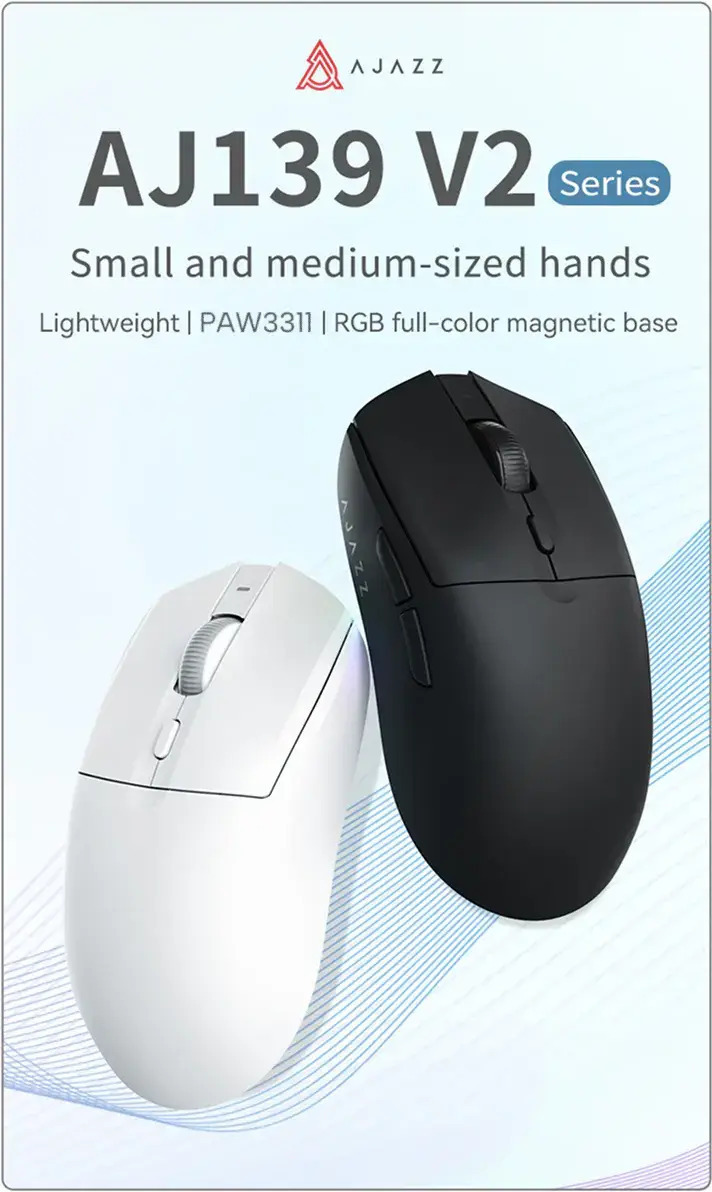 Ajazz AJ139 V2 MC Wireless RGB Gaming Mouse 12000 DPI Black