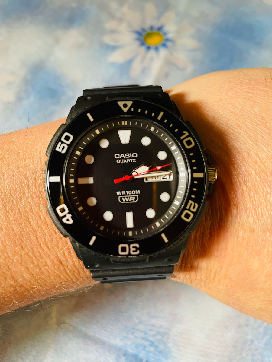 Casio Men's Watch Battery with Black Rubber Strap