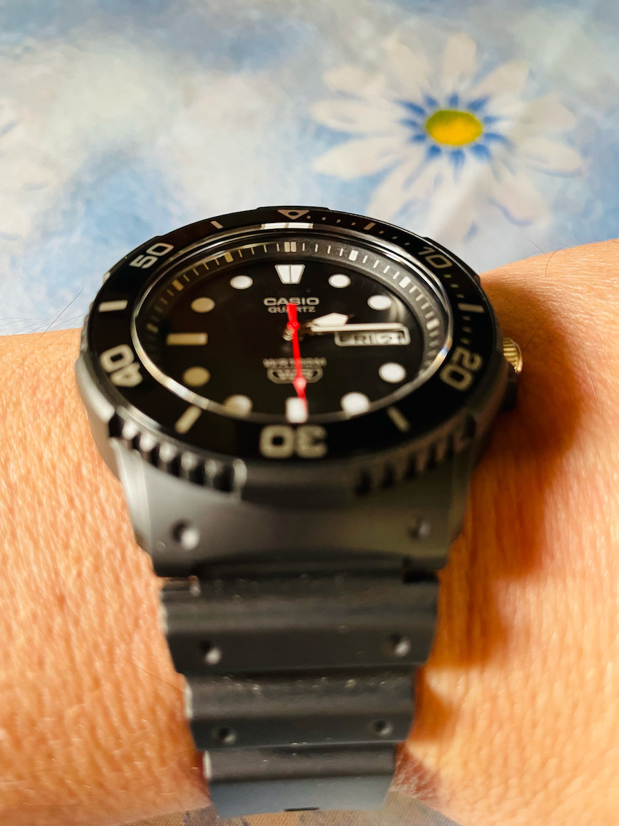 Casio Men's Watch Battery with Black Rubber Strap