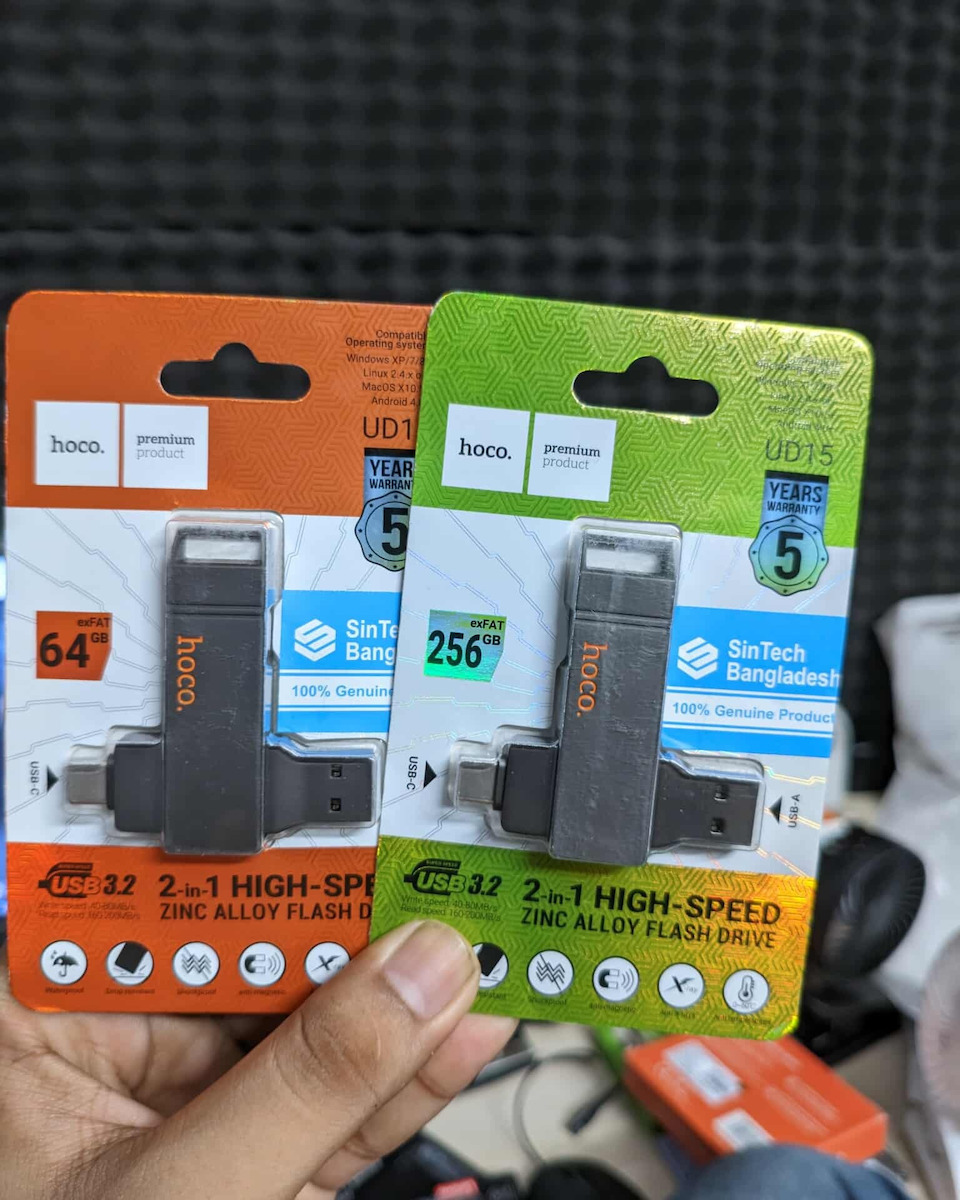 Hoco UD15 256GB USB 3.2 Stick with connection USB-A & USB-C Black