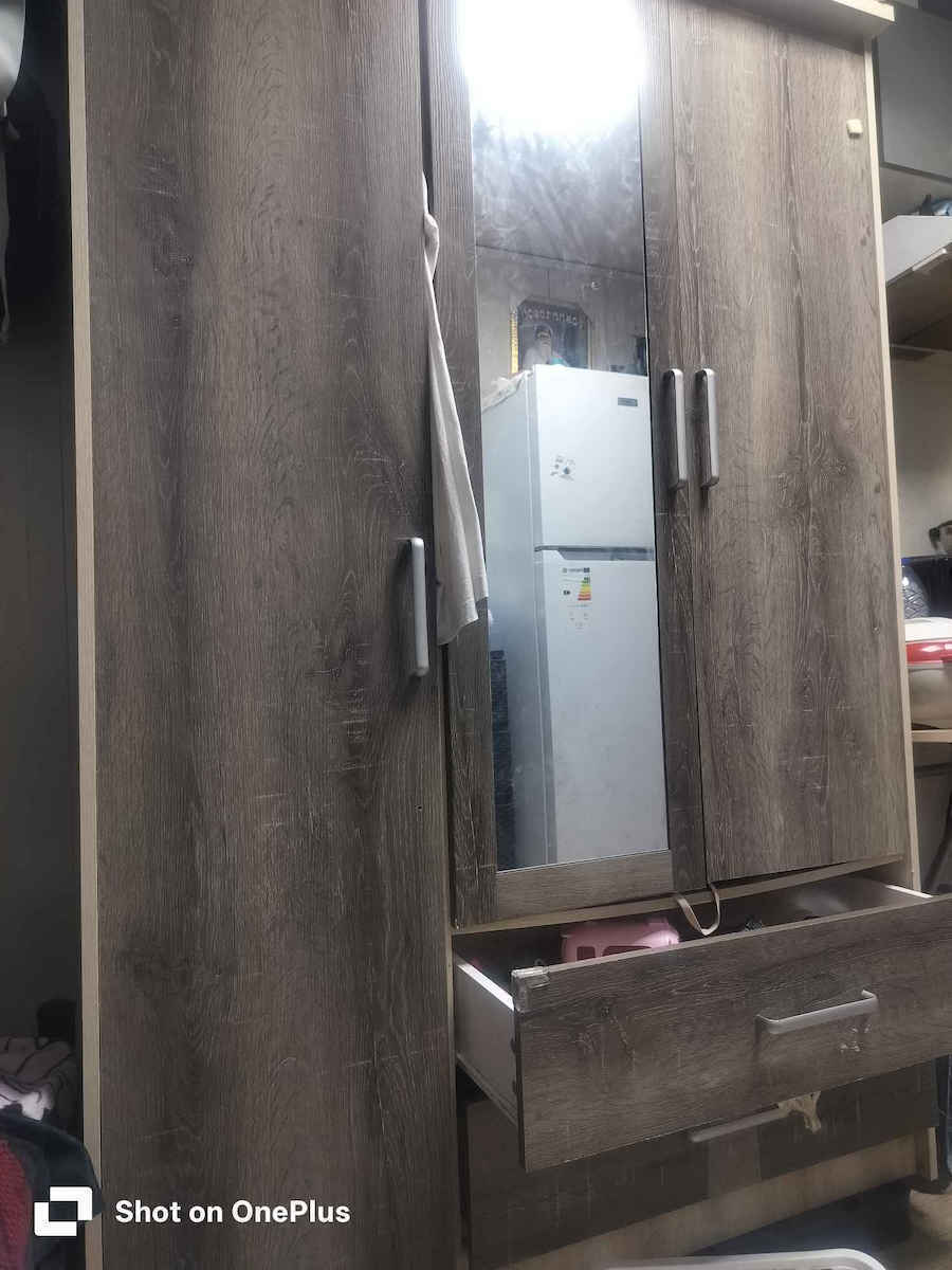 Fünf Türen Kleiderschrank Olympus mit Spiegel Natural Shade 198x57x183cm