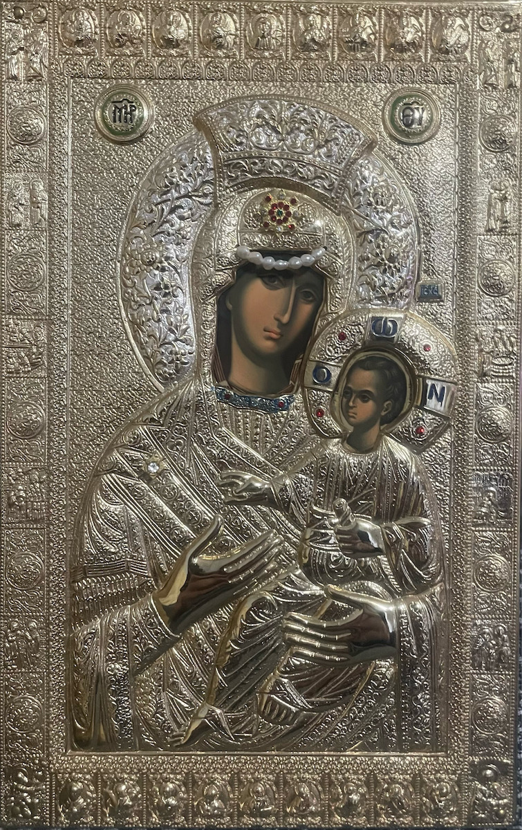 Panagia Vimataria Replica of Miraculous Icon Rotating Authentic Product of Vatopedi Monastery Holy Great Monastery Vatopedi 27087 20 X 13 Cm