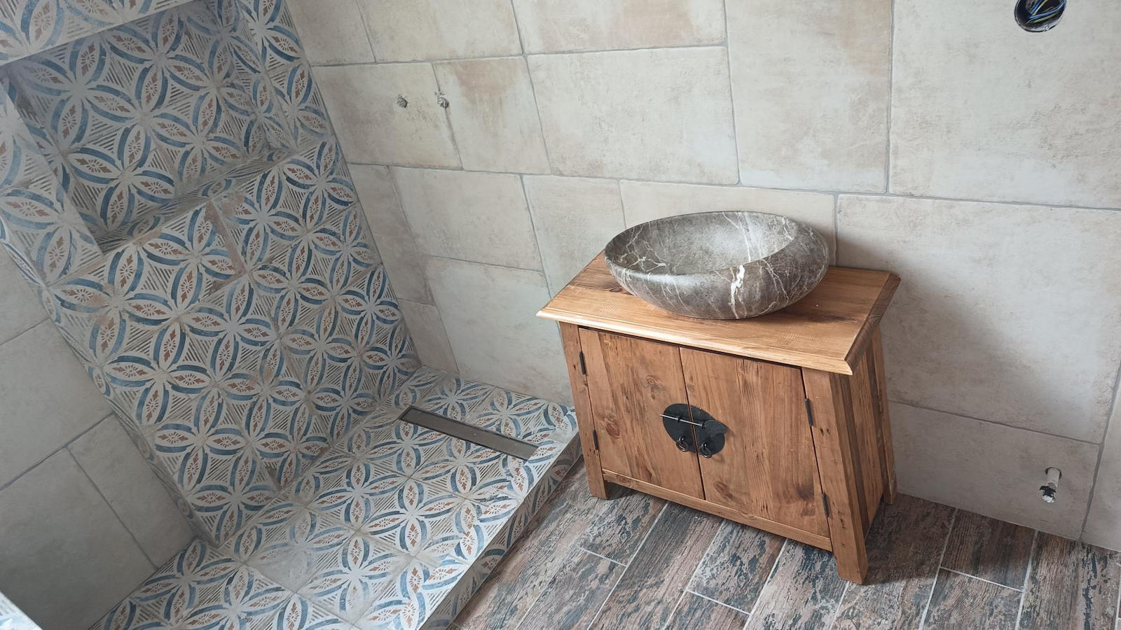 vidaXL Badezimmer Waschtisch-Einheit Natürliches Holz