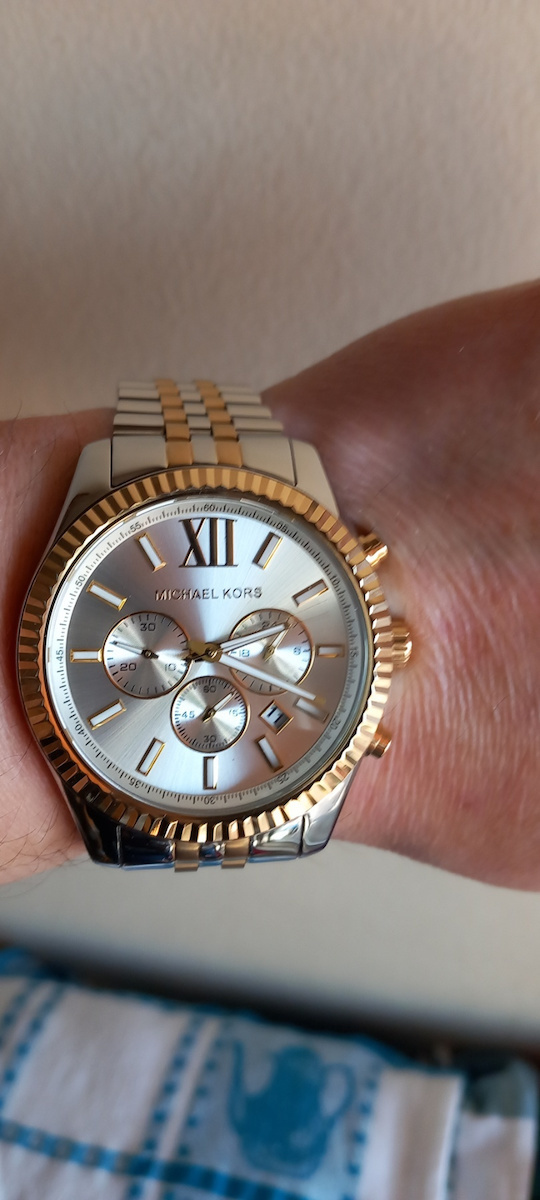 Michael Kors Lexington Herrenuhr 45mm Chronograph Batterie mit Silber Metallarmband