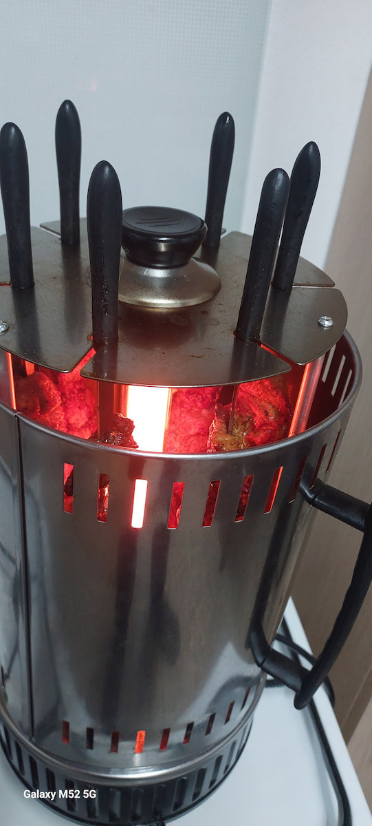 Sokany Tabletop Vertical Spit Aluminium Grill 1000W Inox 38.5cmx18cmcm