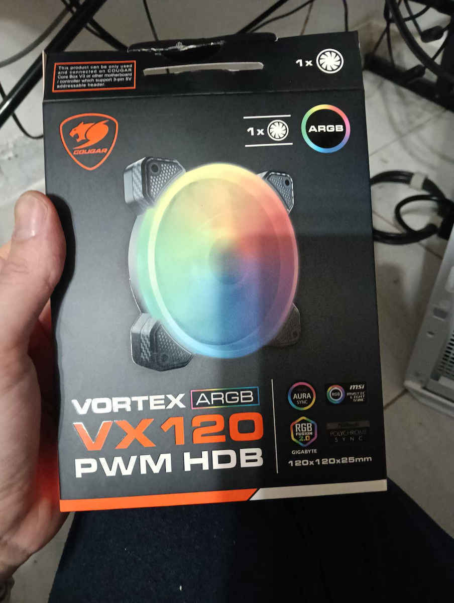 Cougar Vortex VX120 Case Fan 1500rpm 48.98cfm with ARGB Lighting and 3-Pin Connection