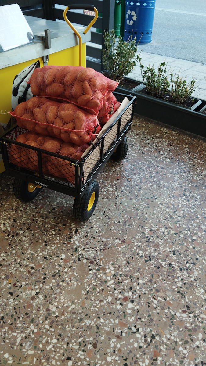Garden Cart Log Transport Metallic Four-wheel with Maximum Load Weight 226kg