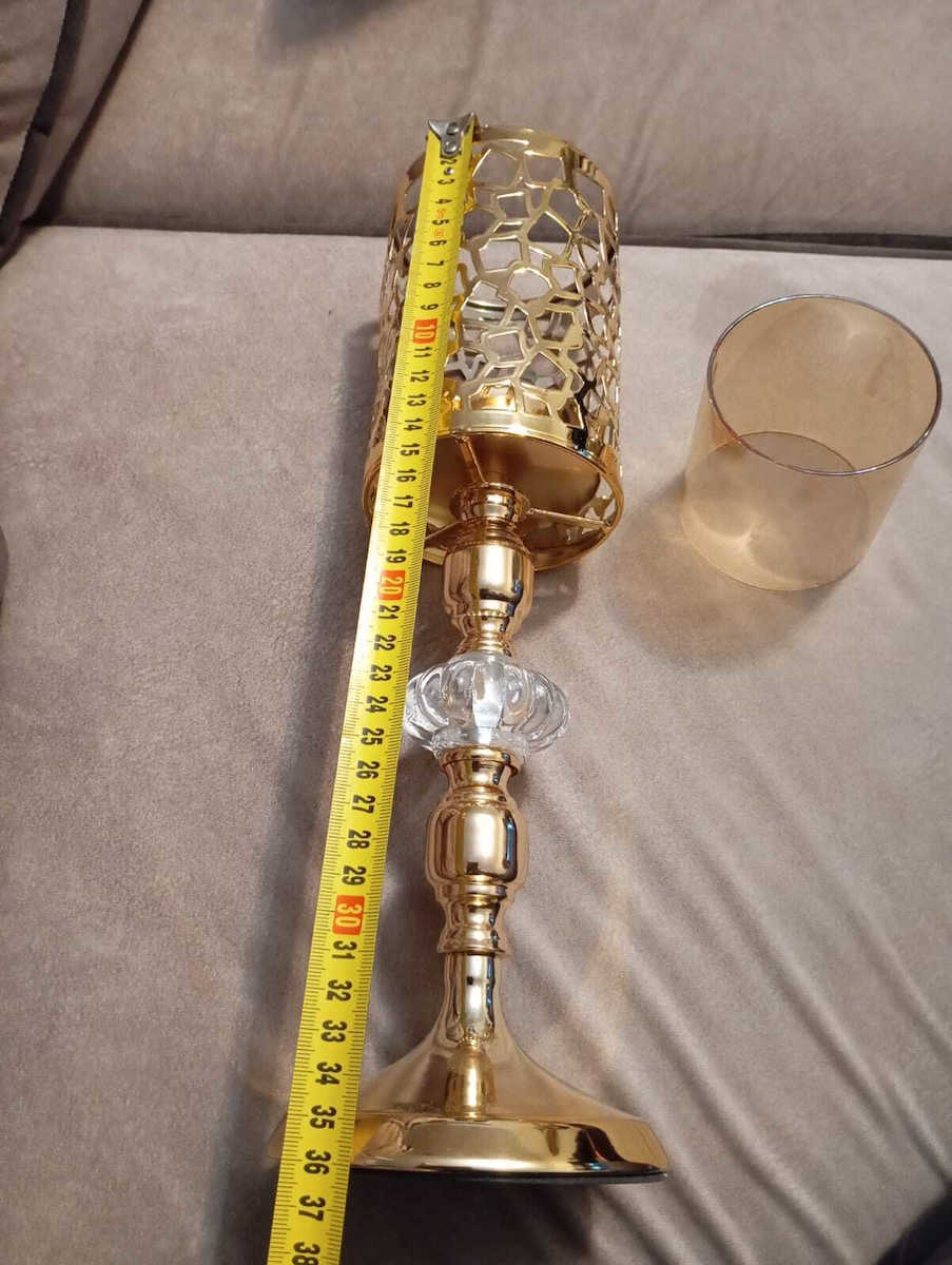 Candle Holder Metal in Gold Color 10x10x35.5cm 1pcs
