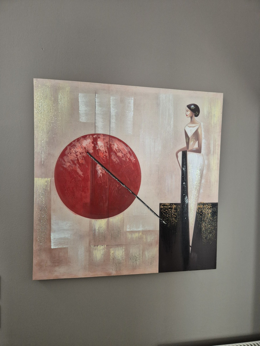 Oil Painting Printed Canvas Design Female Portrait Gold Details 60x90cm Ankor Ankor 843930